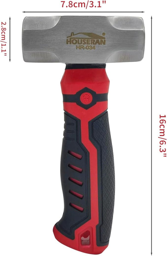 Sledge Hammer, Mini Sledge Hammer, 1.24lb Sheet Metal Hammer, Drilling Hammer, Small Hammer for Women, Non-Slip Handle, for Demolition, Piling, Rock and Concrete Hammering, Red and Black