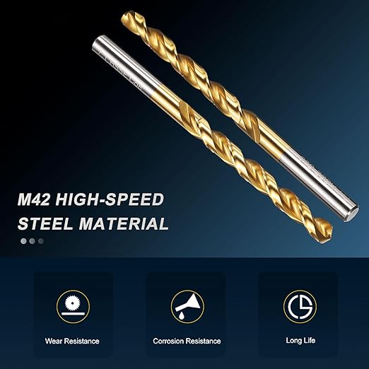 PATIKIL 7.1mm Drill Bit, M42 8% Cobalt High-Speed Steel Jobber Straight Shank 135° Titanium Nitride (TiN) Coated for Hard Metal Stainless Steel - 1 Pack