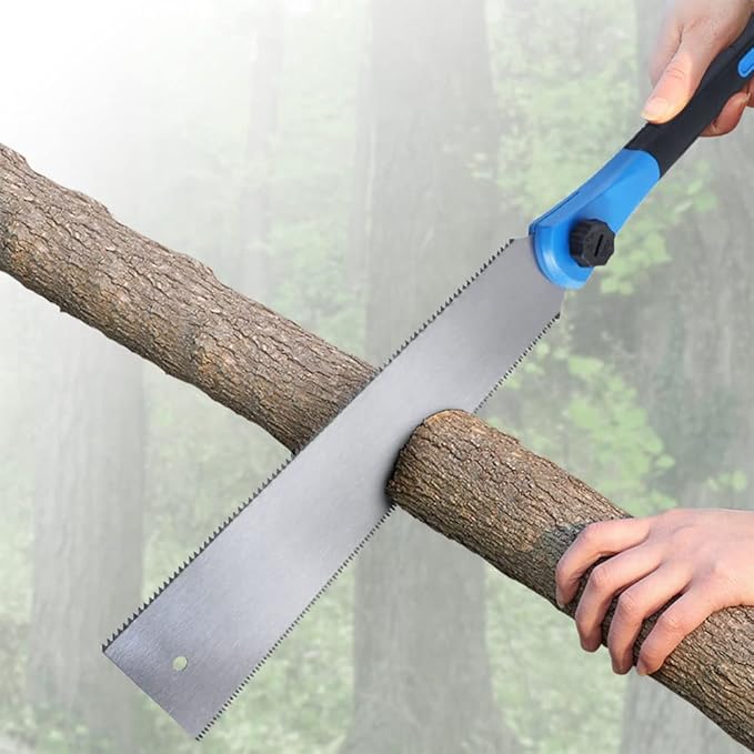 Double Edged Hand Saw, 32cm/12.5” Japanese Ryoba Pull Saw Flexible Flush Cut Saw for Fine and Coarse Cutting Woodworking (Blue)
