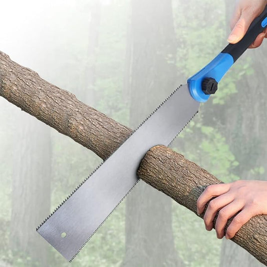 Double Edged Hand Saw, 32cm/12.5” Japanese Ryoba Pull Saw Flexible Flush Cut Saw for Fine and Coarse Cutting Woodworking (Blue)