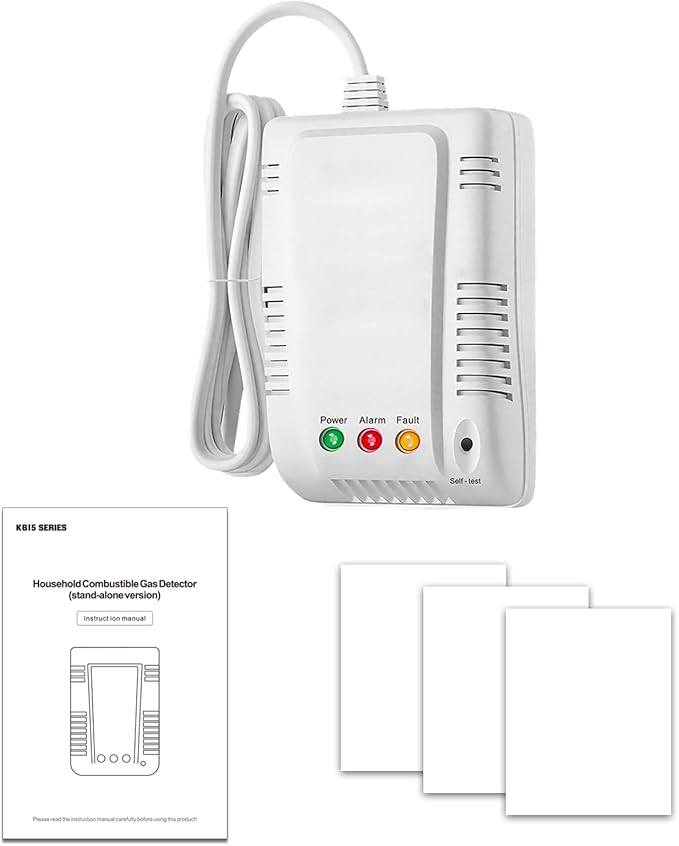 Household Combustible Gas Detector, JT-KBI5 RV Methane Gas Leak Detectors with Visible and Audible Alarm, Plug and Play with Advanced Chip Technology