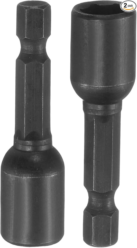 uxcell 2Pcs 1/4" Hex Shank 8mm Magnetic Hex Socket 48mm Length, CR-V Steel Quick-Release Impact Driver Socket Wrench Screw for Impact Drill Power Nut Setter