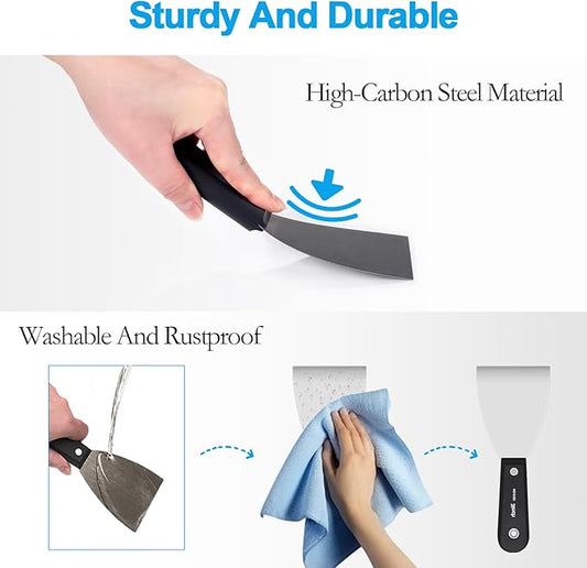 weiwei 7 PCS Metal Putty Knife Set Multi-sized Spackle Knife with Storage Bag Rustproof Putty Scraper Knives Drywall Tools for Wall Repair Wall Paint Spreading Drywall Spackle and Mud for Craftsman