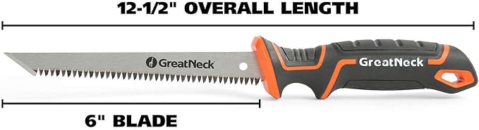 GreatNeck 74029 Drywall Jab Saw, 6-1/2” Blade Keyhole Saw, Ergonomic Anti-Slip Handle, Tri-Bevel Teeth for Cutting Sheetrock, Wallboard, Plywood