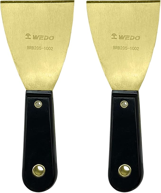 WEDO 2pcs Brass Putty Knife Set, 3" Paint Scraper with Bakelite Handle, Drywall Knife, Scraper Tool for Plaster Scraping Drywall Finishing, 8" Length
