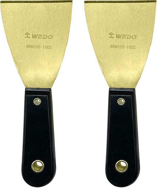 WEDO 2pcs Brass Putty Knife Set, 3" Paint Scraper with Bakelite Handle, Drywall Knife, Scraper Tool for Plaster Scraping Drywall Finishing, 8" Length