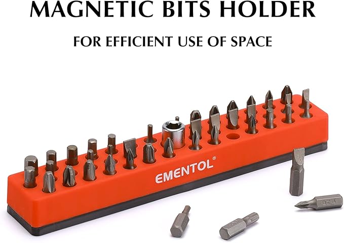 EMENTOL 2PCS 1/4" Magnetic Bits Holder Set - Orange and Green, 86PCS Hole, Bit Organizer with Strong Magnetic, Magnetic Bits Organizer, 2 Pieces