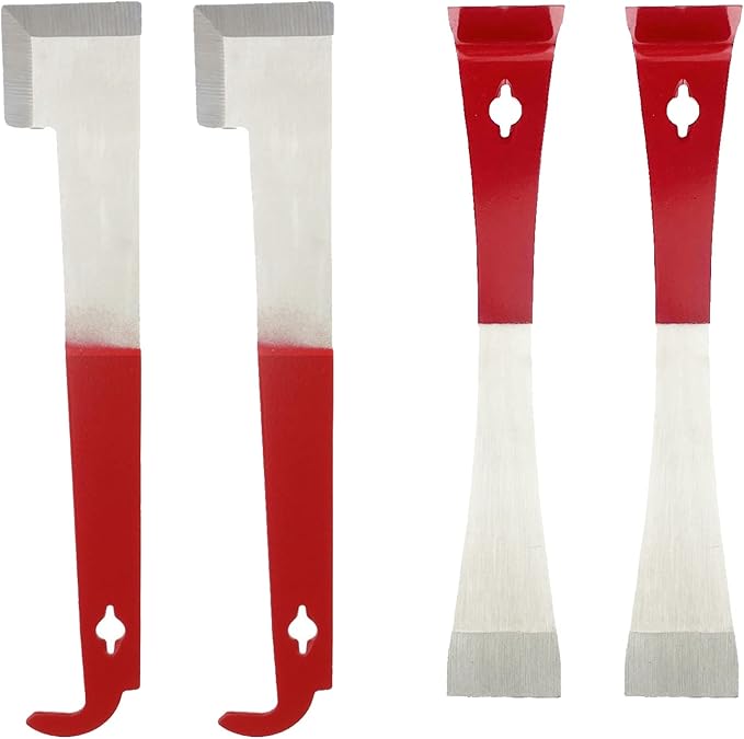 4 Pack Steel Beekeeping Hive Tool Hive Scraper Tool Bee Frame Lifter and Scraper Equipment for Beekeepers, 2 Types