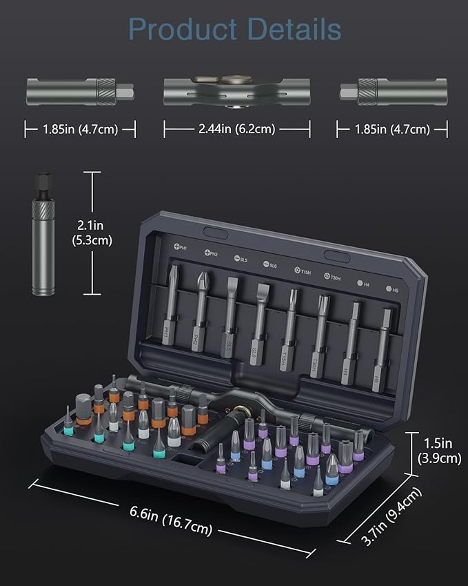 Upgraded 42 in 1 Magnetic Screwdriver Set, Ankilo DIY Ratchet Screwdriver Set, Multi Bit Magnetic Drive with 40 PCS Portable Repair Tool Kit for Home, Bike, Repairs - for Christmas Gifts (Grey)