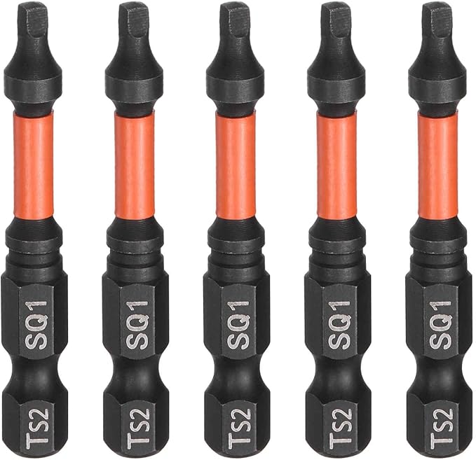 HARFINGTON 5pcs Square Head Screwdriver Bits 1/4" Hex Shank SQ1 Magnetic Head 2" Length S2 Steel Screw Driver Drill Bit for Repair Work Electric Screw Driver