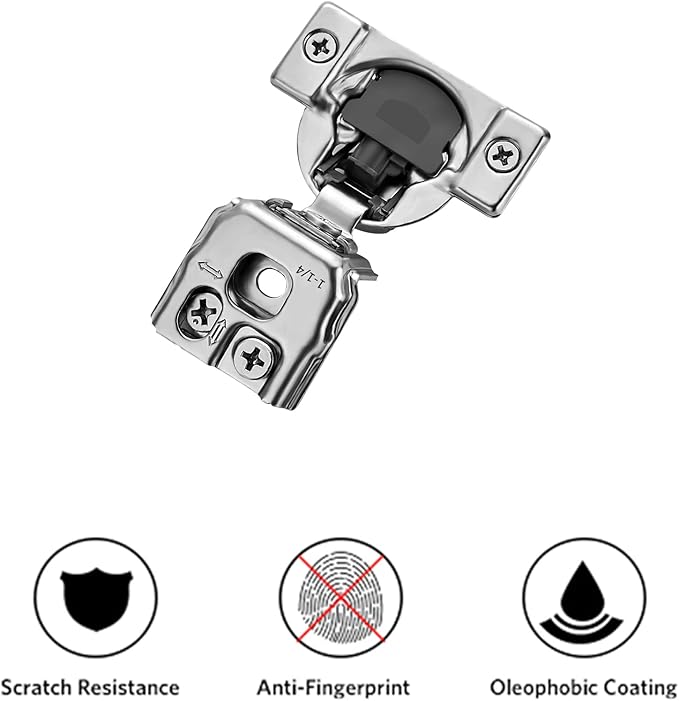 Ravinte 2 Pack 1 Pair 1-1/4 inch Overlay Soft Close Hidden Door Hinge for Kitchen Cabinet Stainless Steel Adjustable Satin Nickel Hardware