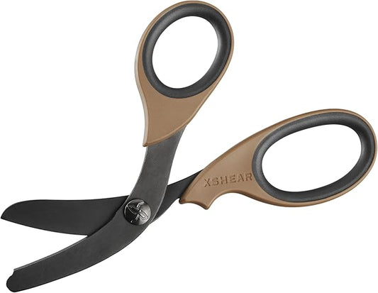 XShear 7.5??Extreme Duty Trauma Shears - Black Titanium Coated Blades, The perfect scissors for the Paramedic, EMT, Nurse or any Emergency Healthcare Provider (Coyote Brown)
