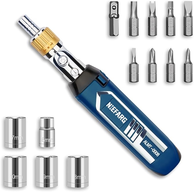 Ratcheting Screwdriver Set, 12-In-1multi Bit Screwdriver, Multi Screwdriver Tool All In One with Screwdriver Set Magnetic with Sockets & Bits for Home, Auto, Diy Repair