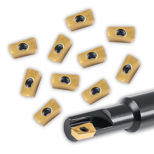 Accusize Industrial Tools 1/2" 90째 Square Shoulder Indexable End Mill w/ 10 add'l APKT11T308 Inserts, 5/8" Shank, 3-1/4" OAL, 0.433" ap, 1 Flute, APKT11T308, Carbide Insert, 0056-0913+0056-1130