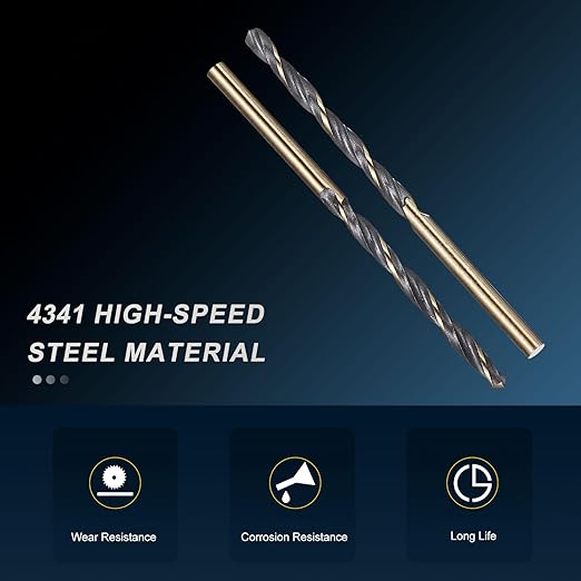 PATIKIL 3.5mm Drill Bit, Jobber Straight Shank 4341 High-Speed Steel 118째 Black and Gold Finish for Medium-Hard Metal Steel Acrylic - 10 Pack