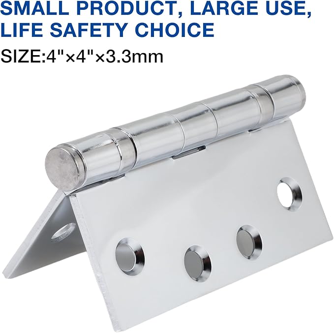 2 Pack Polished Chrome 4 Inch Heavy Duty Commercial Ball Bearing Door Hinges