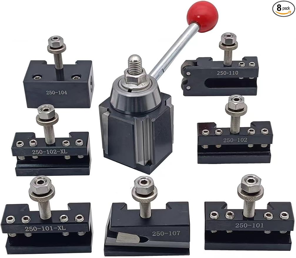 8 PCS Wedge Type AXA Quick Change Tool Post With Tool Holders For Lathe Swing Dia 6-12",250-111 (AXA-8PCS)