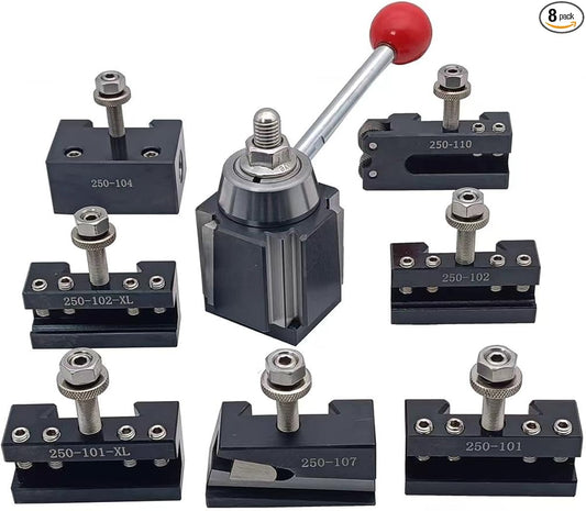 8 PCS Wedge Type AXA Quick Change Tool Post With Tool Holders For Lathe Swing Dia 6-12",250-111 (AXA-8PCS)