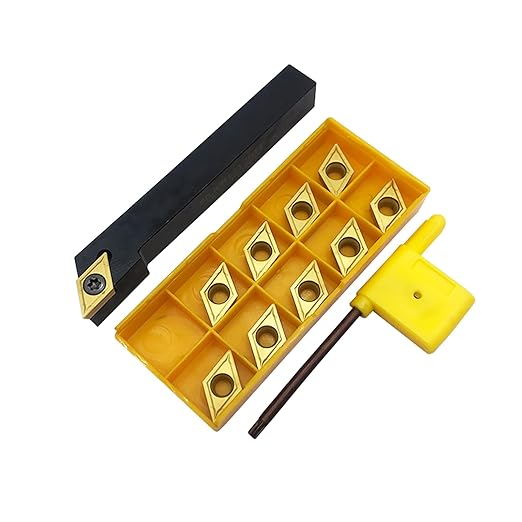 GBJ 1pcs SDJCR1212H11 Holder with 10pcs DCMT32.51 /DCMT11T304 Multilayer Coated CNC Lathe Inserts for SDJCR Lathe Turning Tool Holder Replacement Insert (1/2 Holder with 10pcs DCMT32.51)