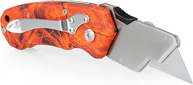 Olympia Tools Design Folding Utility Knife, Orange Camo