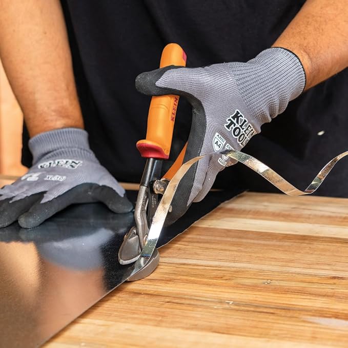 Klein Tools 2400L Left-Cutting Offset Snips, Aviation Tin Snips with Forged Blade for Precision Sheet Metal Cutting