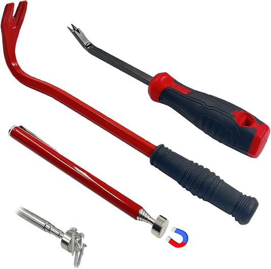 Daily Treasures 3Pcs Nail Pullers Set, Multi-Functional Nail Extractor Tool, Adjustable magnetic suction rod and Heavy-Duty Nail Puller Pry Bar for Removing Nail and Staple on Furniture, Floor, Wooden