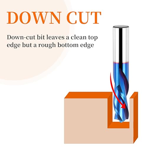 Downcut Spiral Router Bit 3-Flute with 1/2??Shank, 1/2??Cutting Diameter, 1-1/4??Cutting Length, Carbide CNC Router Bits End Mill for Wood Mortises Carving Engraving(3 Inch OVL)