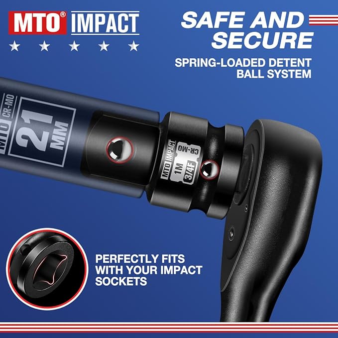 MTO 3/4" Female to 1" Male Impact Socket Adapter, 3/4-Inch Impact Socket Adapter, Chrome Molybdenum Alloy Steel