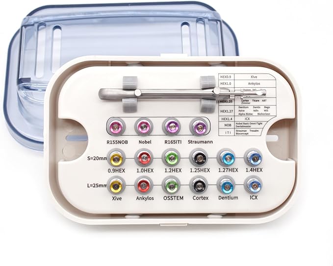 Angzhili 16-Piece Dental Implant Restoration Tool Kit,Screwdriver Tool Kit,Ratchet Drivers,Torque Wrench