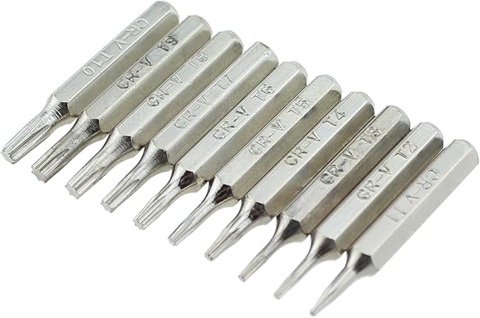 Torx Micro Bit RLECS 10PCS 28mm Length Torx Bits Set,T1 T2 T3 T4 T5,T6,T7,T8,T9,T10 Screwdriver Bit Set