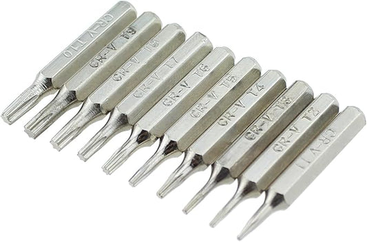Torx Micro Bit RLECS 10PCS 28mm Length Torx Bits Set,T1 T2 T3 T4 T5,T6,T7,T8,T9,T10 Screwdriver Bit Set
