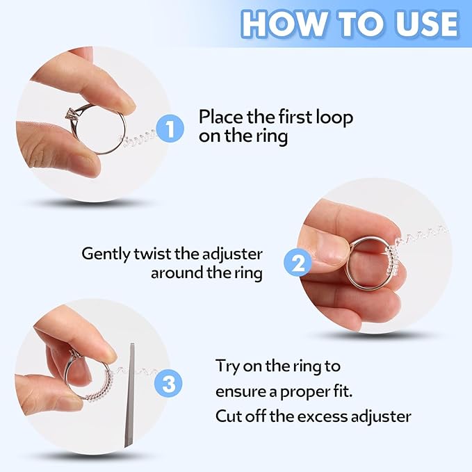 Anpro Ring Size Adjuster for Loose Rings, 4 Style for Different Band Widths Ring Sizer Adjuster Set, w/Polishing Cloth,Ring Size Measuring Tool