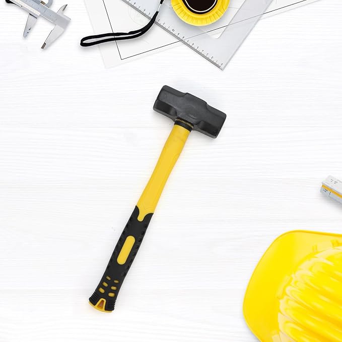 MANCHAP 2 PCS 14 Inch 3lbs Sledge Hammer with Fiberglass Handle, Drilling Crack Hammer, Club Hammer Tool for Demolition, Construction, Renovation, Yellow