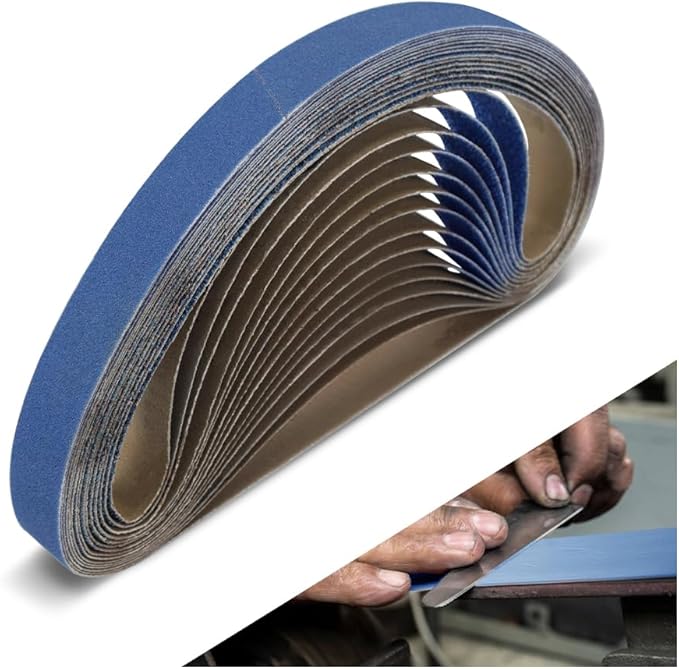 1 x 30 Inch Sanding Belts, 15 Pcs Assorted Grits (40/60/80/120/150), Zirconia Sanding Belts for Metal Polishing, Woodworking, Derusting