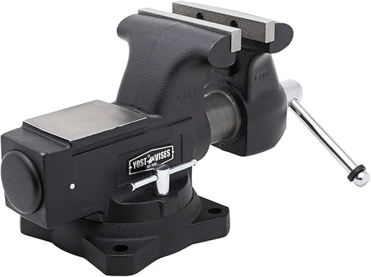 Yost HD650-C Heavy Duty 6-1/2 Inch Mechanics Work Bench Vise | Heavy Duty Woodworking & Metal Work Table with Secure Grip Swivel Base | 60,000 PSI Casting Iron Material with Extra-large Anvil Surface