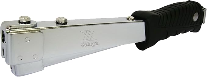 Zeluga 16-425 Heavy Duty Steel Construction Hammer Tacker, Anti-Jam Magazine and Ergo Grip Handle, Fits Staples 1/4'' - 5/16'' - 3/8'' (A11, T50 and 140 Staples), Black