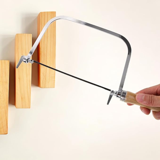 NUOBESTY Coping Saw for Woodworking 7 Inch Wooden Handle Hand Saw with Replacement Blades Lightweight U-Shaped Frame for Precise Wood and Pvc Cutting