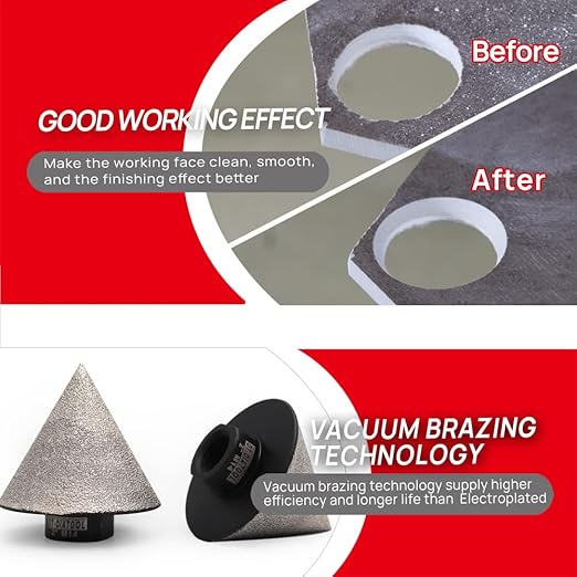 DT-DIATOOL Diamond Beveling Chamfer Bits for Granite Marble Tiles Existing Holes Enlarging Polishing Shaping Size of 0 to 2 Inch Pack of 2