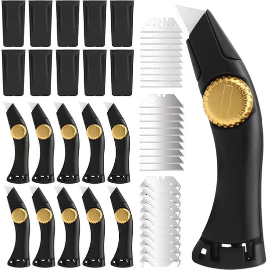 10PCS Black Fixed Blade Roofing Knife, Heavy Duty Utility Knife for Drywall, Vinyl, Carpet Cutting, Metal Roofing Tools with Portable Storage Sheath, Replacement Blades, Navajas para Roofing