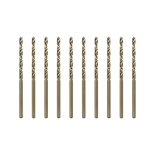 SALI Cobalt Drill Bit Set, 10Pcs 3/32" M35 High Speed Steel Jobber Length Drill Bit Kit for Hardened Metal, Stainless Steel, Cast Iron, Wood and Plastic, with Index Storage Case