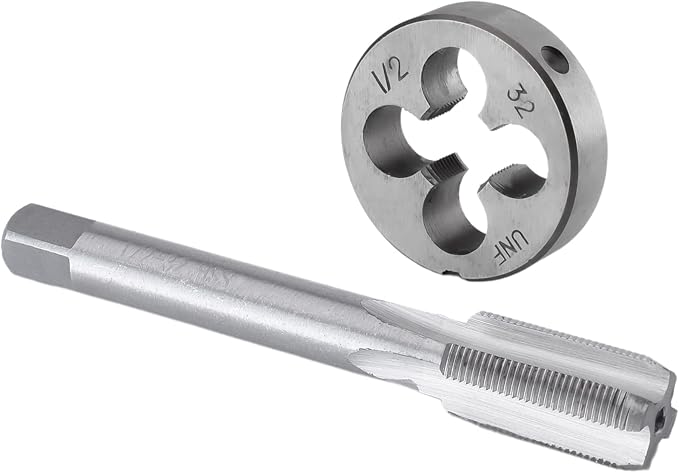 Burkit 1/2"-32 UN Tap and Die Set, 1/2 x 32 UN Machine Thread Tap and Round Die Right Hand