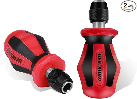 Magnetic 2PC Mini Changeable Head Manual Screwdriver Holder, Quick Change&Release 1/4??Hex Bit Extension Holder