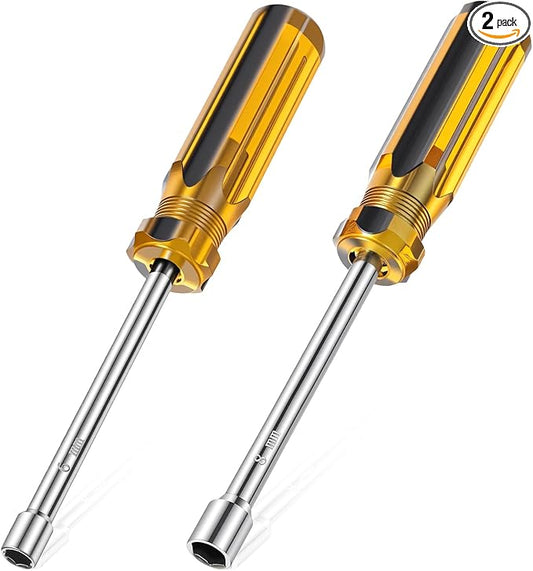 2 PCS Hex Nut Driver, 6mm and 8mm Nut Drivers 1/4??Socket Screwdriver Magnetic Socket Wrench Screwdriver with Non-Slip Handle Professional Nuts Drivers for Garage & Daily Repair
