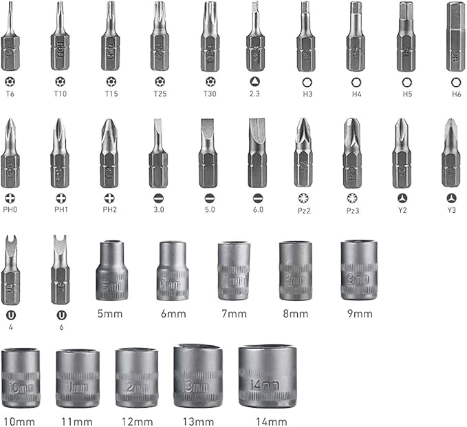 Ratchet Screwdriver Set, 38-in-1 Multifunctional Magnetic Screwdriver, Packed in a Plastic Box, Suitable for Home and Professional Work.
