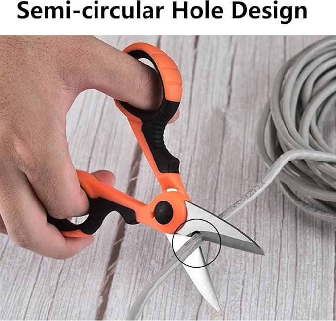 tooloflife Portable Stainless Steel Scissors Anti-Slip Serrated Edge Scissors Saltwater Freshwater Braid Scissors with Plastic Belt Case Sheath Kit for Fishing Outdoor and DIY (Orange Scissor)