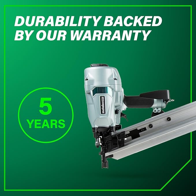Metabo HPT Framing Nailer, Pro-Preferred Pneumatic Power Nailers in Framing Tools, Powerful Tool With Tool-less Depth Adjustment & Claw Tip, 21° 3-1/2" Plastic Collated Nails, NR90AC5
