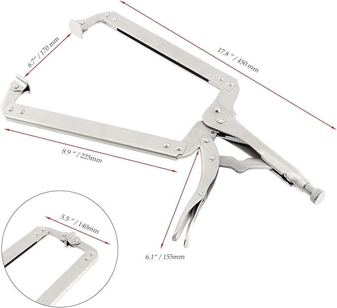 JOIKIT 3PCS 18 Inch C-Clamp Locking Pliers, Welding Pliers Set, Large Face C Clamp with Swivel Pads, Vise Grip C-Clamp for Woodworking Carpentry, Welding, Electrical Equipment