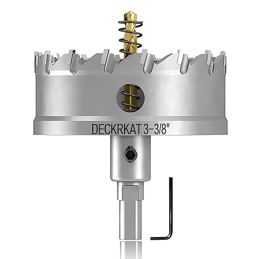 3-3/8" TCT Hole Saw for Hard Metal, Heavy Duty 85mm Tungsten Carbide Tipped Hole Cutter with Spring-Loaded Pilot Drill Bit for Stainless Steel, Metal, Iron, and Plastic.