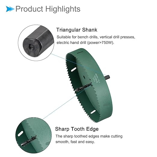 Bi-Metal Hole Saw, 185mm 7-17/64 Inch Dia Hole Saw, High Speed Steel Cutter - (Applications: for Wood Brass Zinc), 1-Pieces
