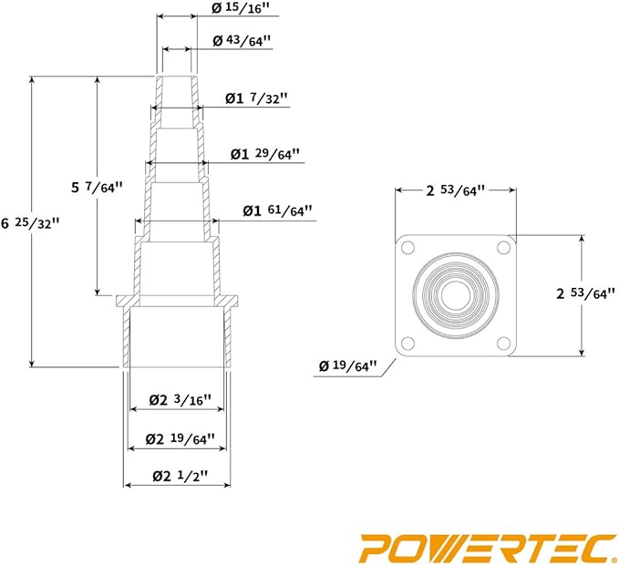 POWERTEC 70121W Tool Adapter for Shop Vac Wet/Dry Vacuums